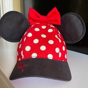 Disneyland Pink Polka Dot Minnie Ear Cap with Black Ears